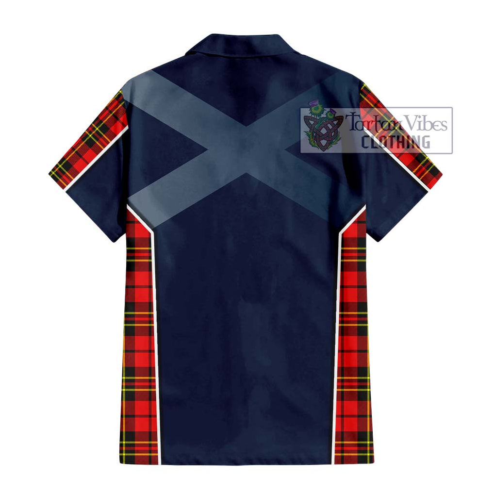 Brodie Modern Tartan Short Sleeve Button Shirt with Family Crest and Lion Rampant Vibes Sport Style - Tartan Vibes Clothing