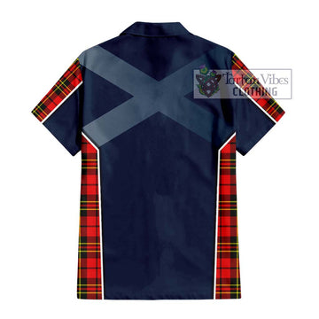 Brodie Modern Tartan Short Sleeve Button Shirt with Family Crest and Lion Rampant Vibes Sport Style