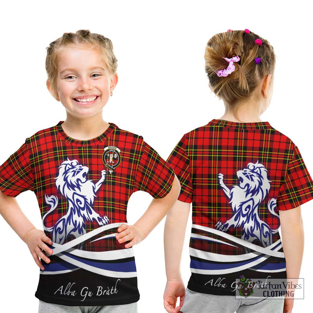 Brodie Modern Tartan Kid T-Shirt with Alba Gu Brath Regal Lion Emblem - Tartanvibesclothing Shop