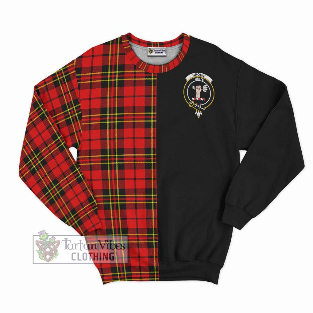 Brodie Modern Tartan Sweatshirt with Family Crest and Half Of Me Style - Tartanvibesclothing Shop