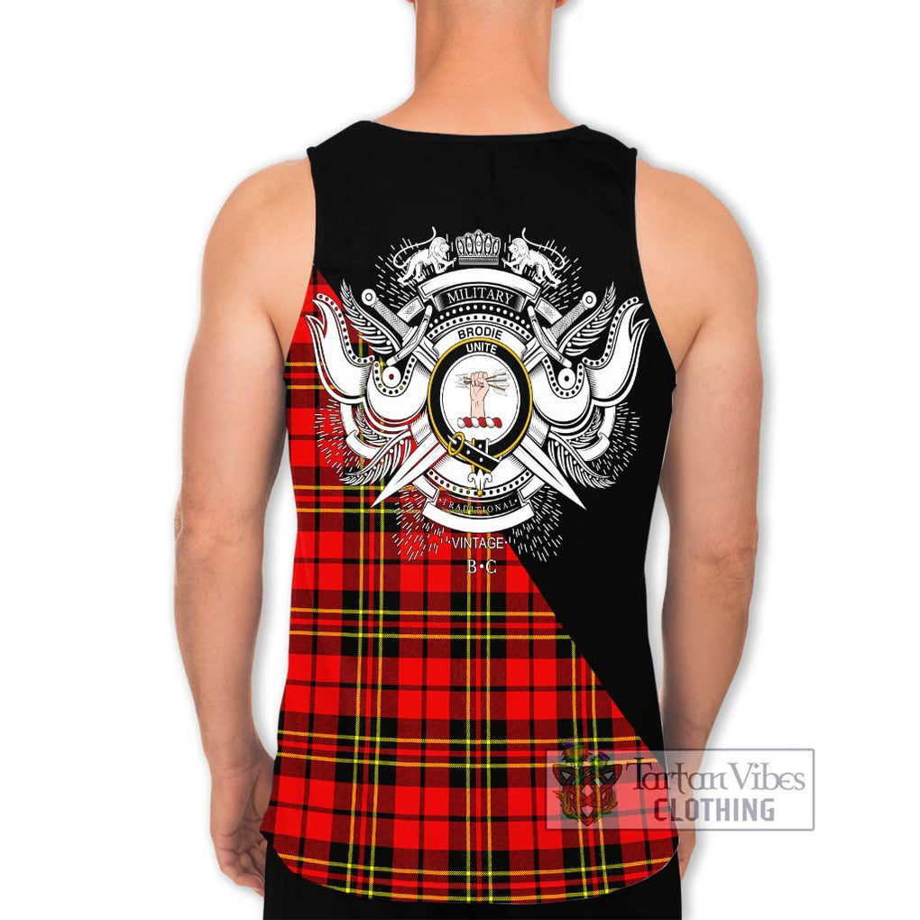 Brodie Modern Tartan Men's Tank Top with Family Crest and Military Logo Style - Tartanvibesclothing Shop