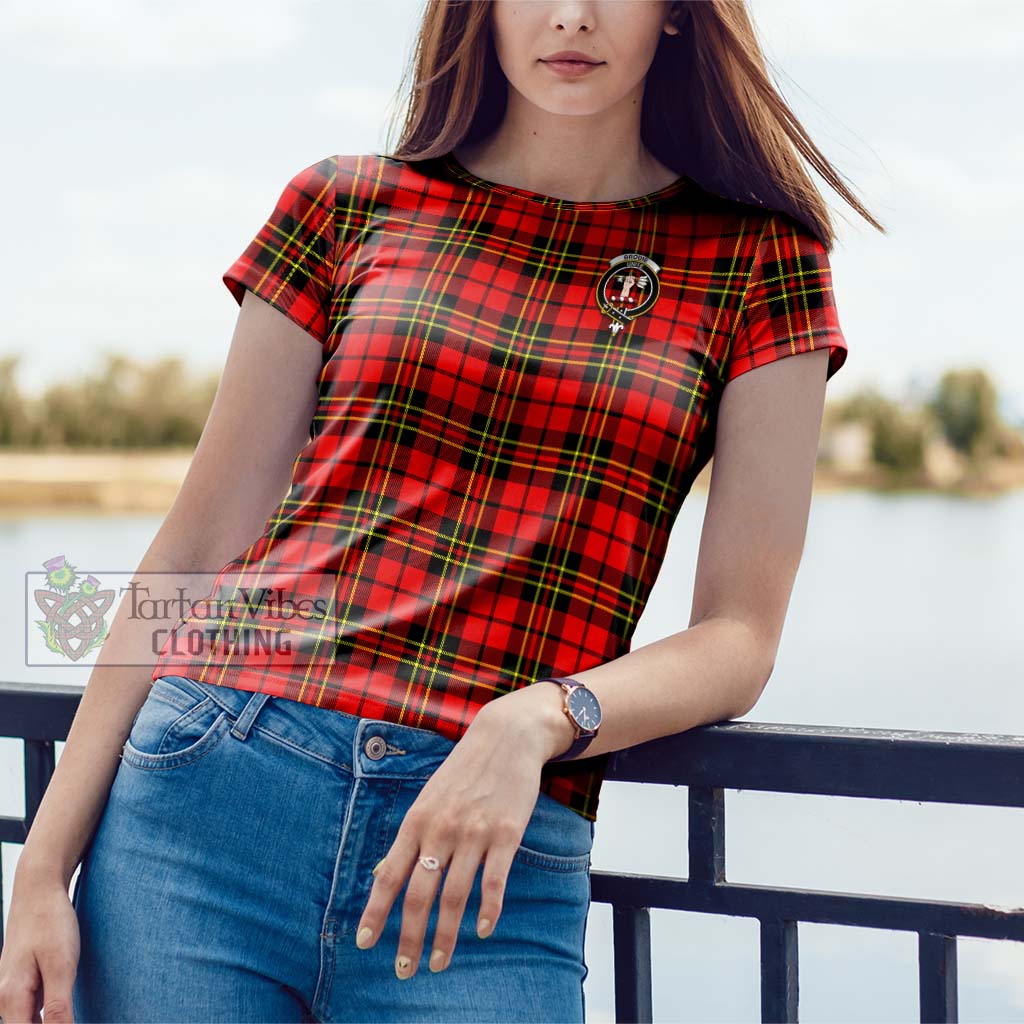 Tartan Vibes Clothing Brodie Modern Tartan Cotton T-Shirt with Family Crest