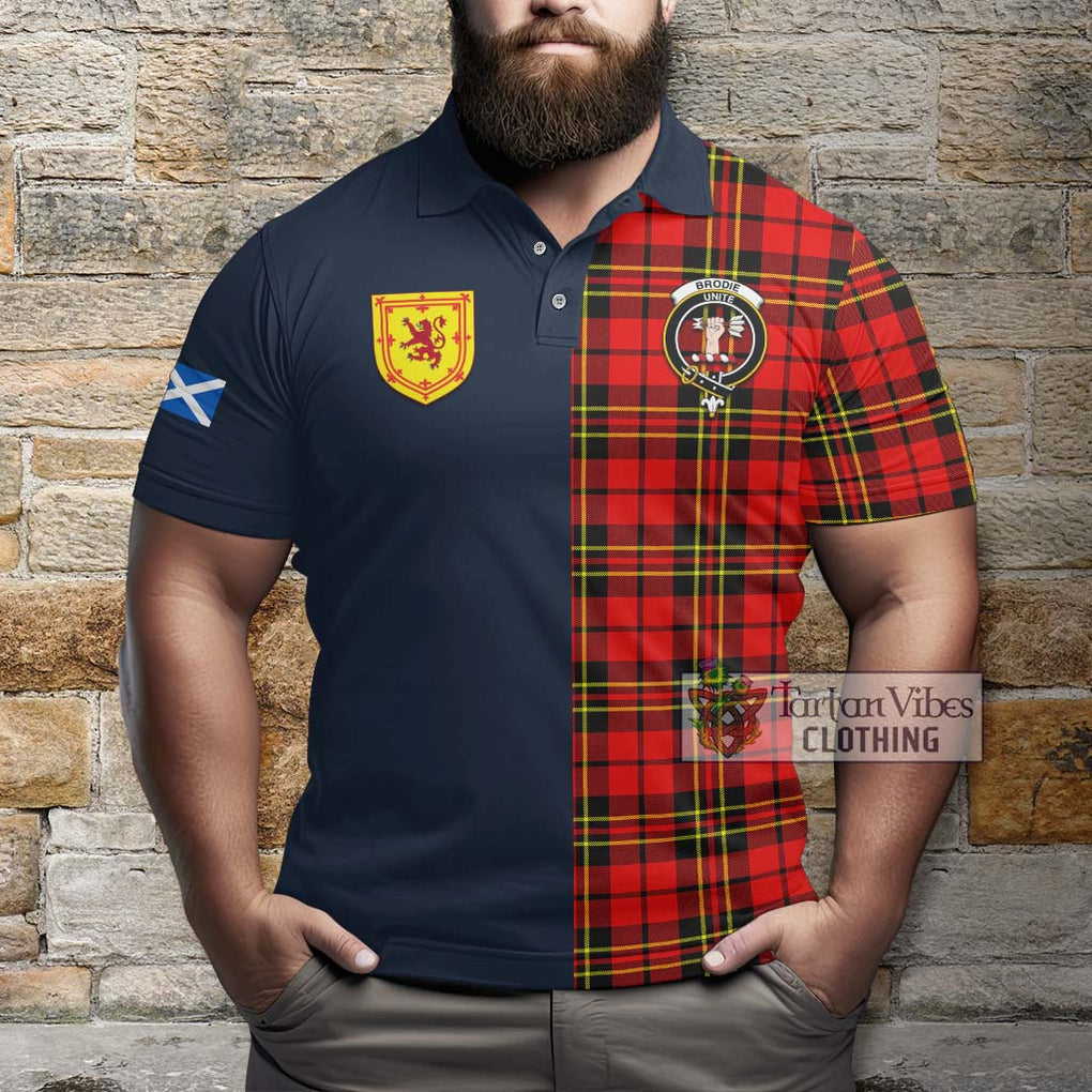 Tartan Vibes Clothing Brodie Modern Tartan Polo Shirt with Scottish Lion Royal Arm Half Style