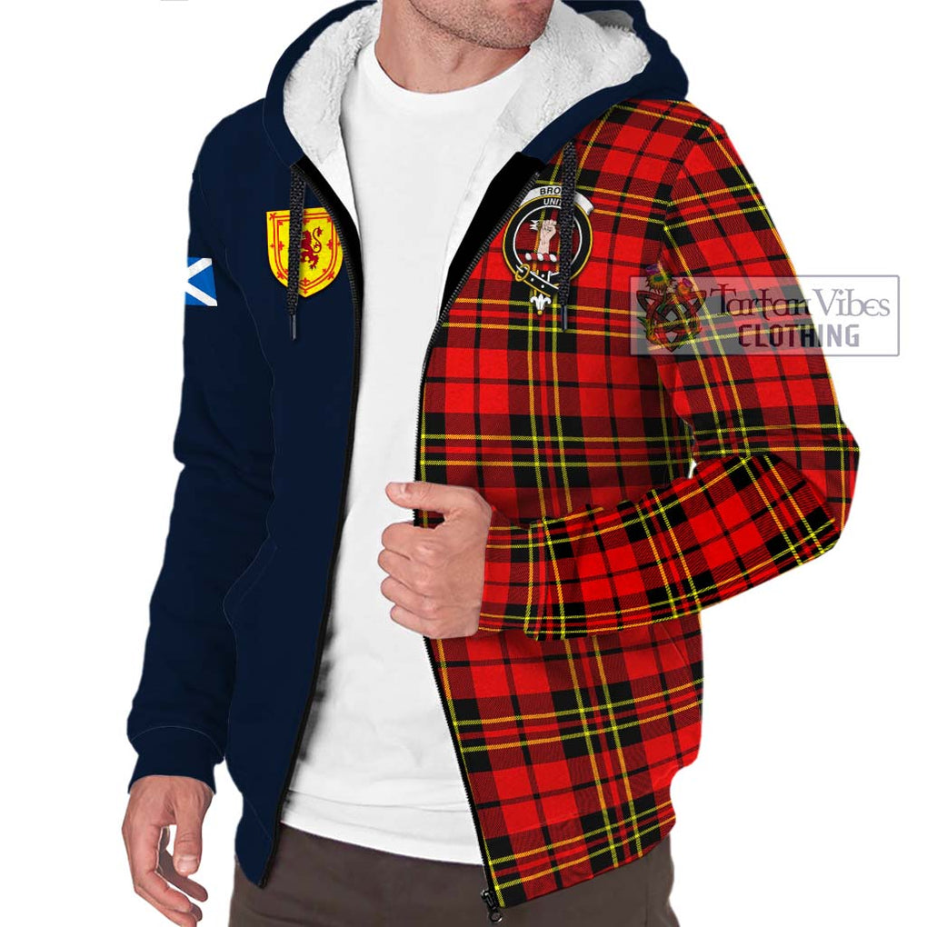 Tartan Vibes Clothing Brodie Modern Tartan Sherpa Hoodie with Scottish Lion Royal Arm Half Style