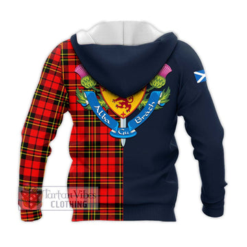 Brodie Modern Tartan Knitted Hoodie Alba with Scottish Lion Royal Arm Half Style