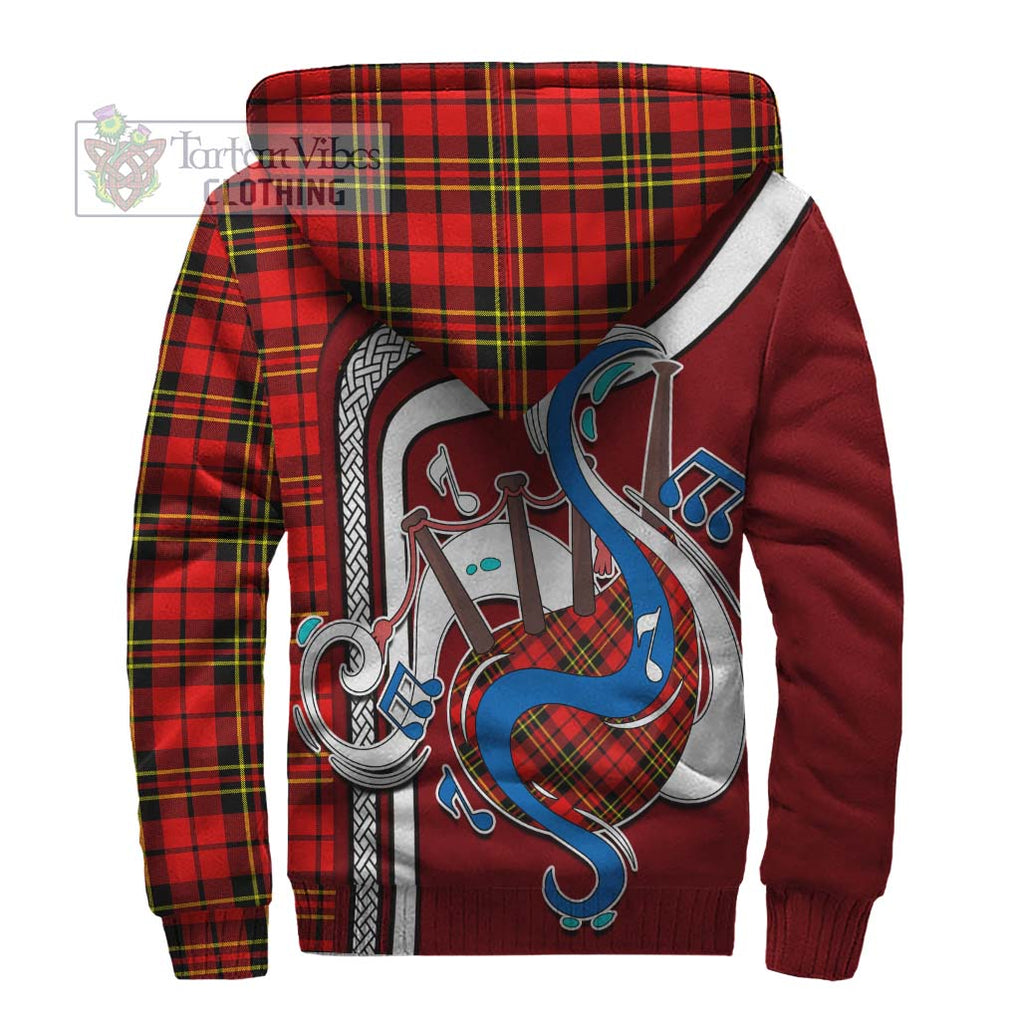 Brodie Modern Tartan Sherpa Hoodie with Epic Bagpipe Style - Tartanvibesclothing Shop