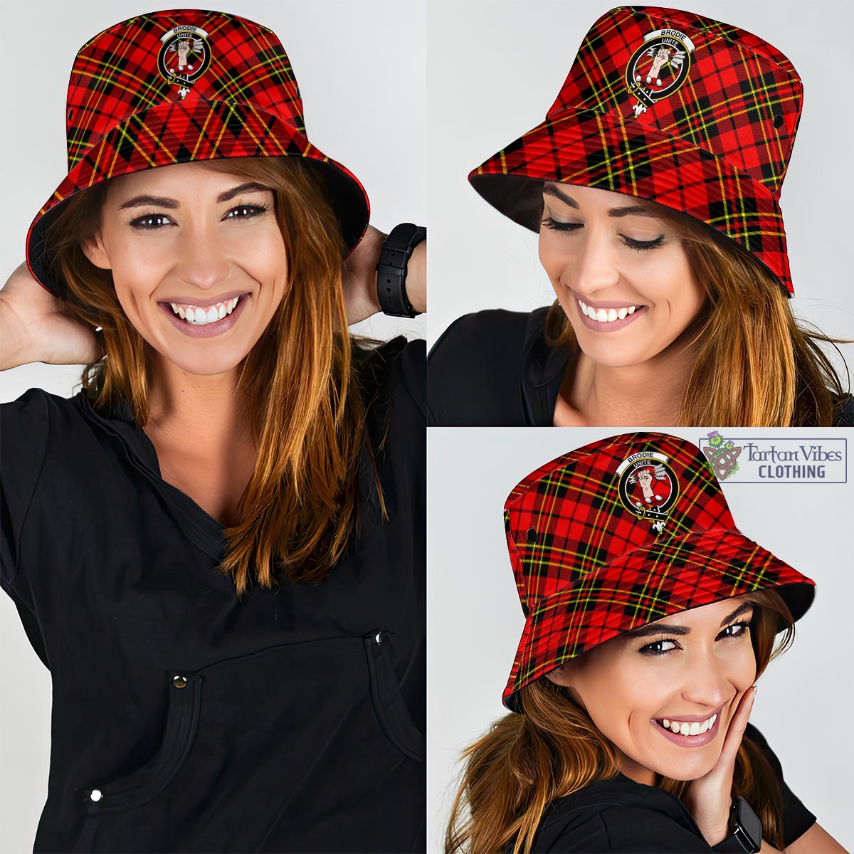 Tartan Vibes Clothing Brodie Modern Tartan Bucket Hat with Family Crest