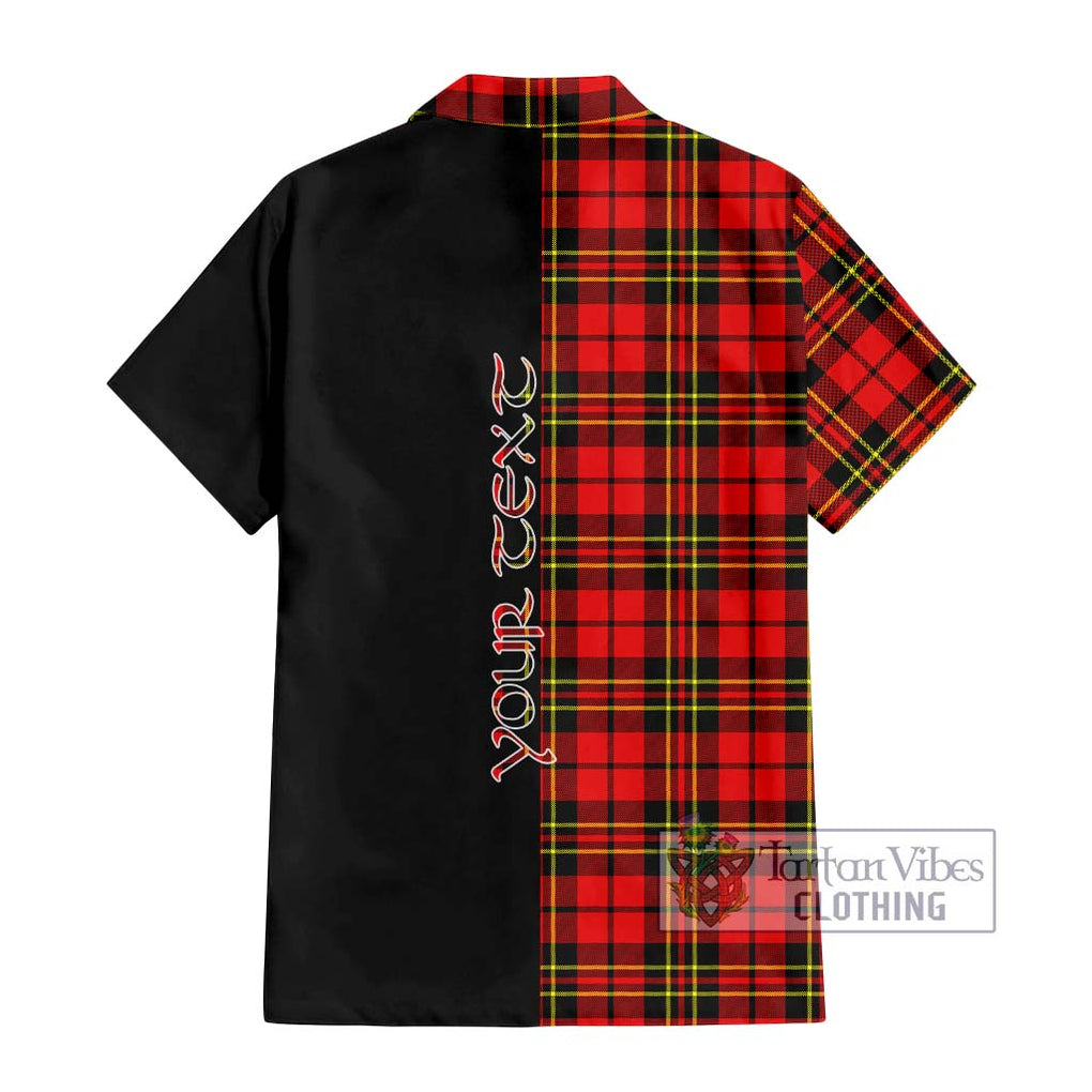 Brodie Modern Tartan Short Sleeve Button Shirt with Family Crest and Half Of Me Style - Tartanvibesclothing Shop