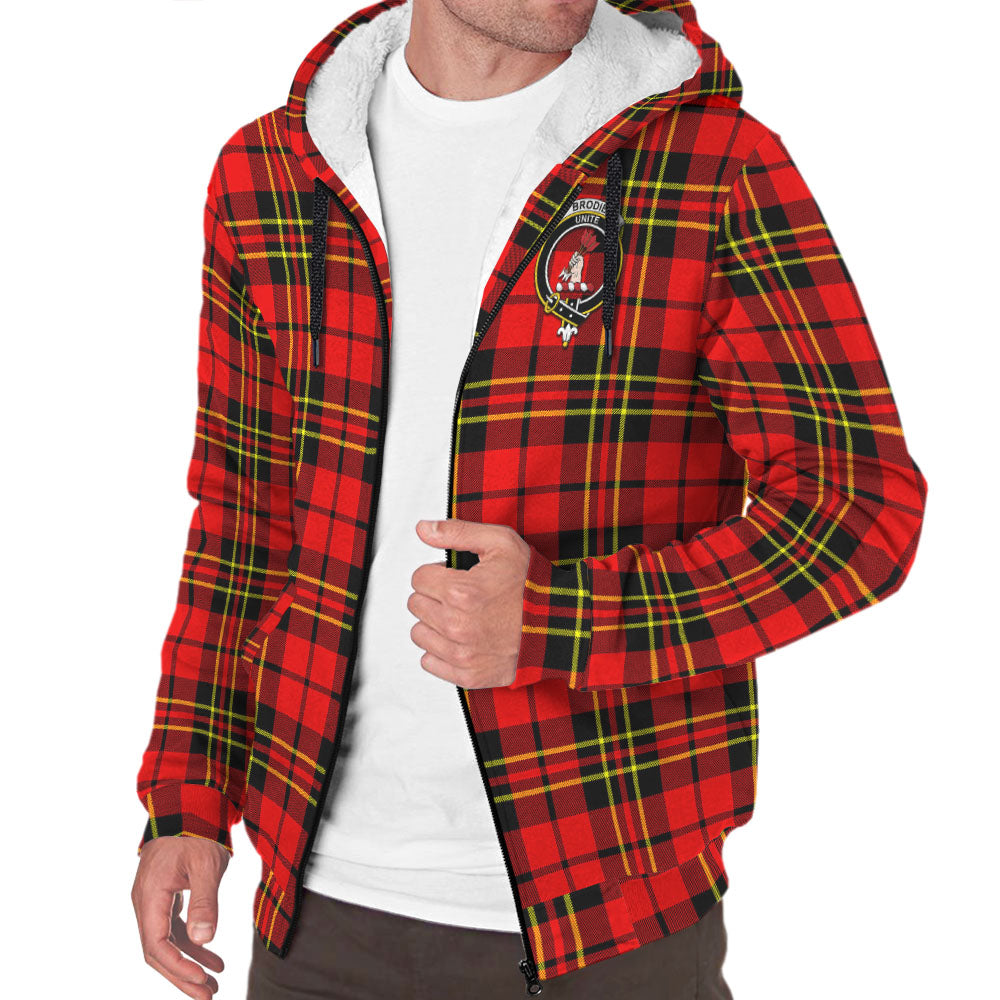 Brodie Modern Tartan Sherpa Hoodie with Family Crest - Tartanvibesclothing