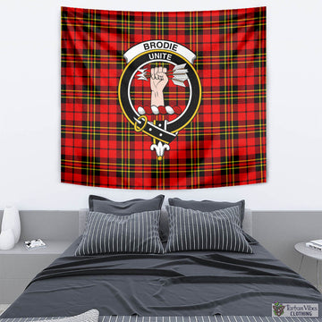 Brodie Modern Tartan Tapestry Wall Hanging and Home Decor for Room with Family Crest