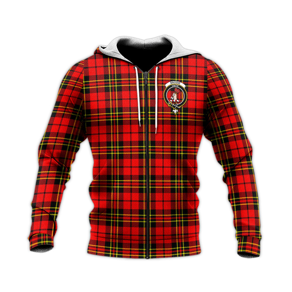 Brodie Modern Tartan Knitted Hoodie with Family Crest Unisex Knitted Zip Hoodie - Tartanvibesclothing