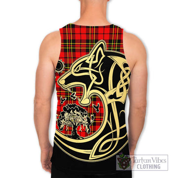 Brodie Modern Tartan Men's Tank Top with Family Crest Celtic Wolf Style