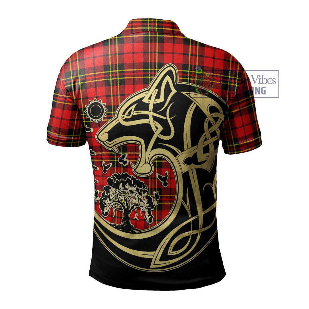 Brodie Modern Tartan Polo Shirt with Family Crest Celtic Wolf Style - Tartanvibesclothing Shop