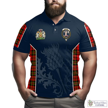 Brodie Modern Tartan Men's Polo Shirt with Family Crest and Scottish Thistle Vibes Sport Style