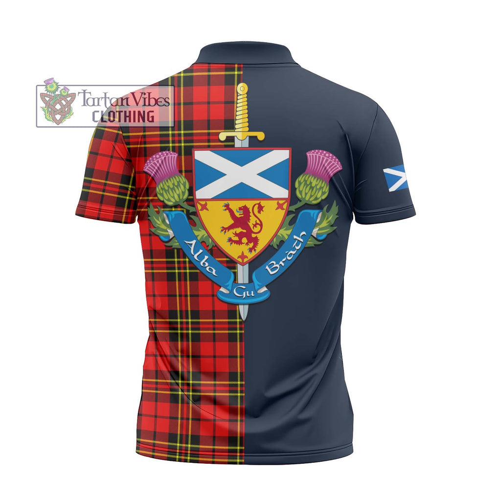 Tartan Vibes Clothing Brodie Modern Tartan Zipper Polo Shirt with Scottish Lion Royal Arm Half Style