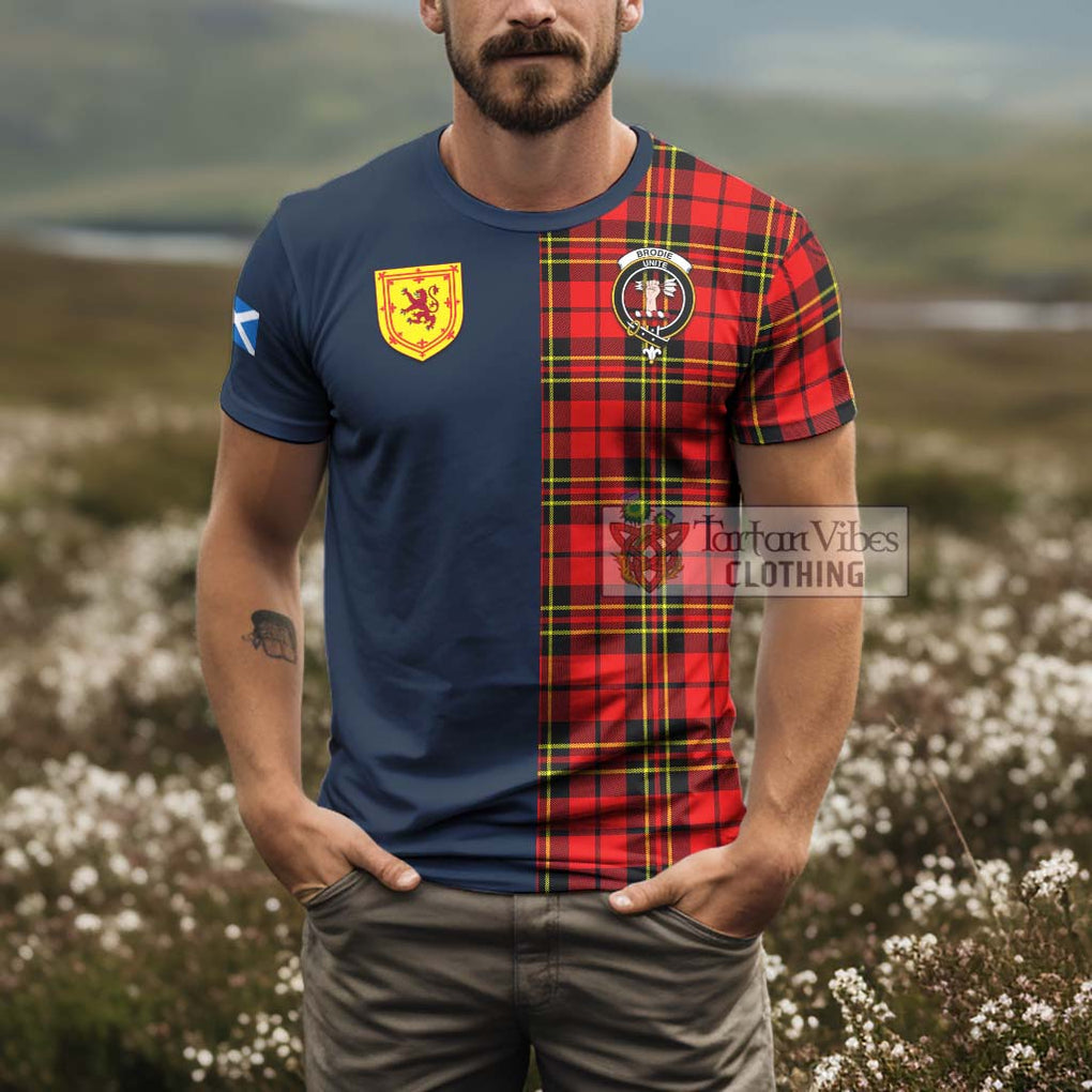 Tartan Vibes Clothing Brodie Modern Tartan T-Shirt Alba with Scottish Lion Royal Arm Half Style