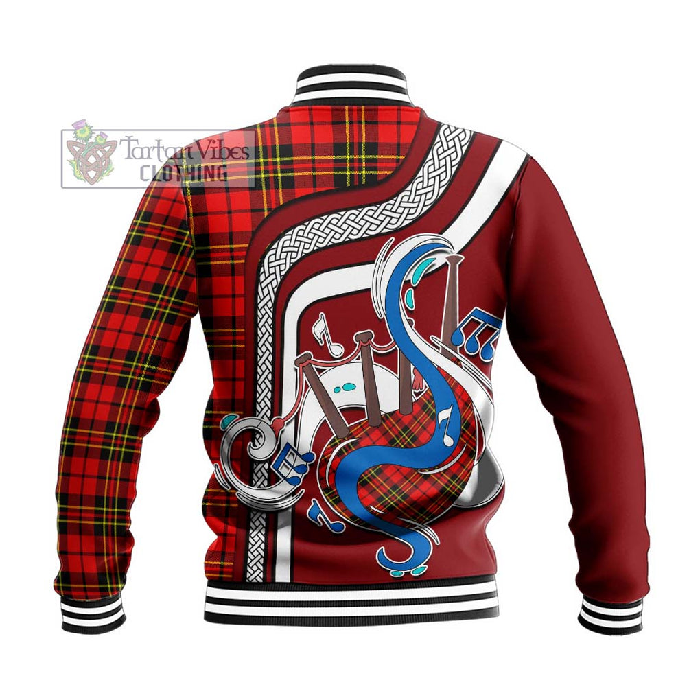 Tartan Vibes Clothing Brodie Modern Tartan Baseball Jacket with Epic Bagpipe Style