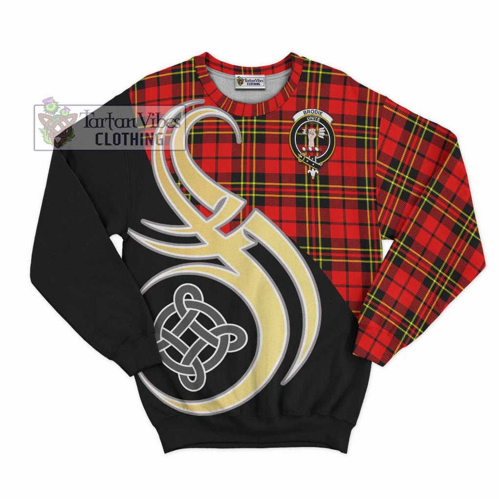 Brodie Modern Tartan Sweatshirt with Family Crest and Celtic Symbol Style - Tartan Vibes Clothing