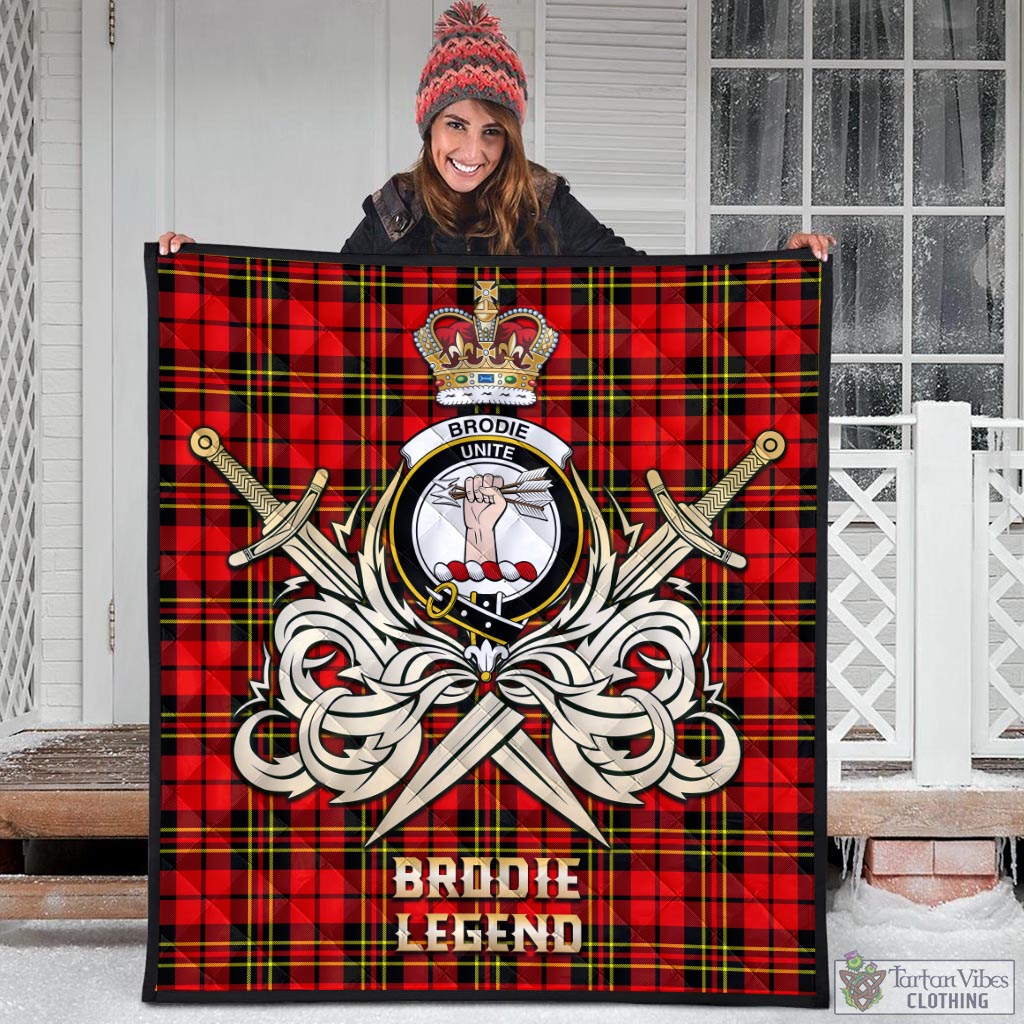 Tartan Vibes Clothing Brodie Modern Tartan Quilt with Clan Crest and the Golden Sword of Courageous Legacy