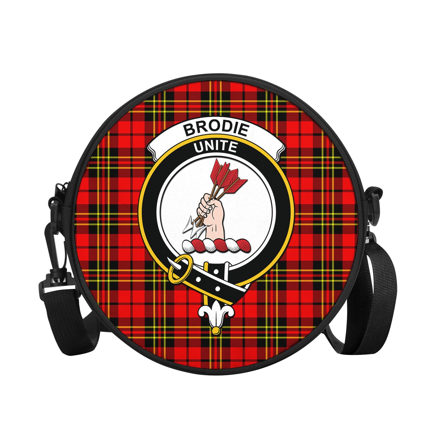 Brodie Modern Tartan Round Satchel Bags with Family Crest - Tartanvibesclothing