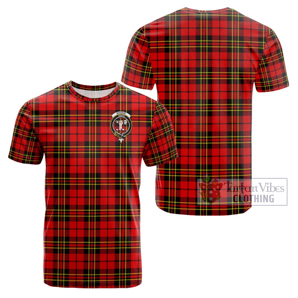 Tartan Vibes Clothing Brodie Modern Tartan Cotton T-Shirt with Family Crest