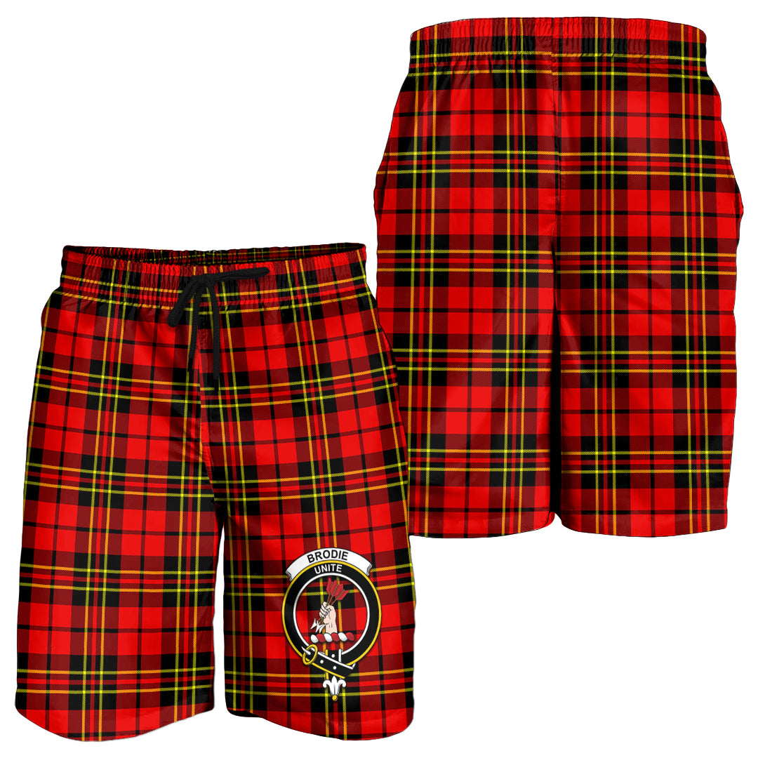 Brodie Modern Tartan Mens Shorts with Family Crest - Tartanvibesclothing