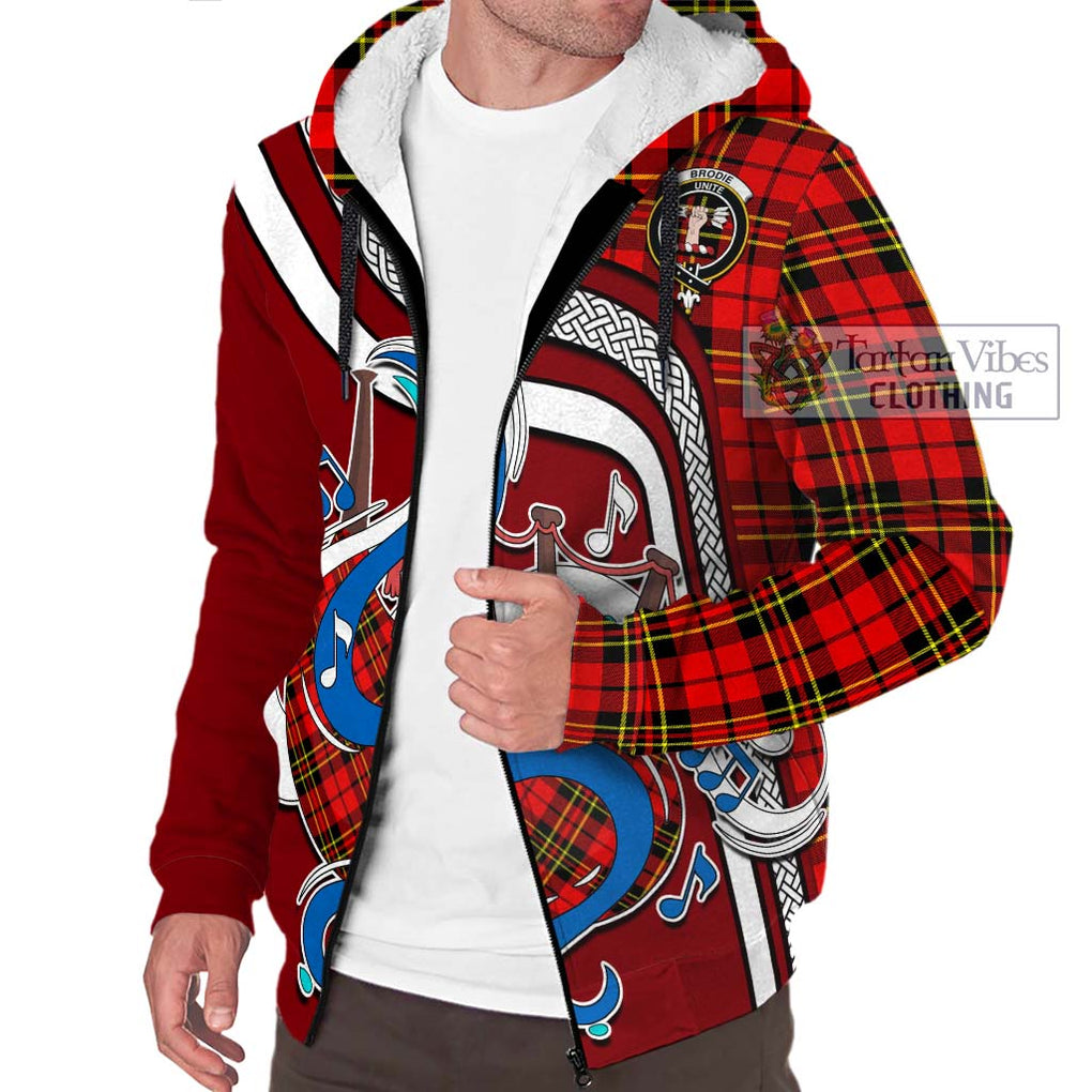 Brodie Modern Tartan Sherpa Hoodie with Epic Bagpipe Style Unisex - Tartanvibesclothing Shop