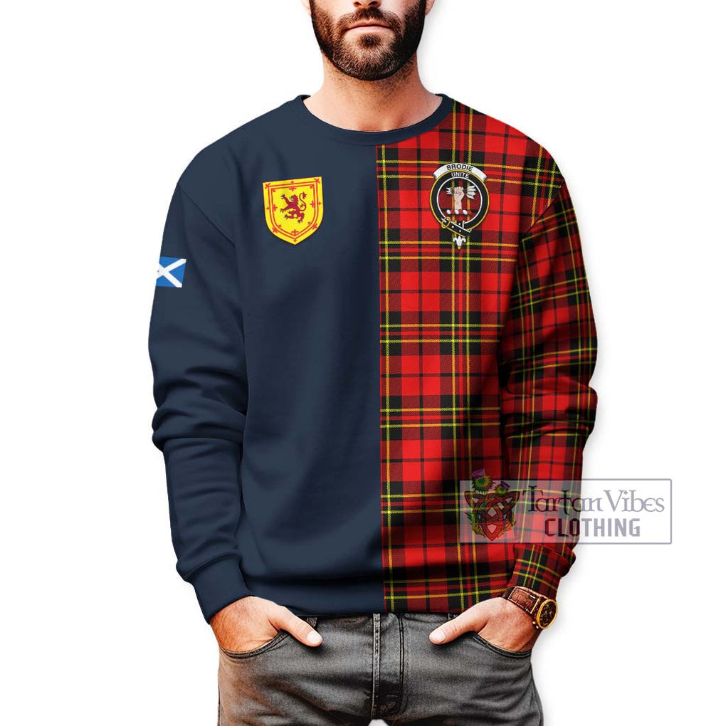 Tartan Vibes Clothing Brodie Modern Tartan Sweatshirt with Scottish Lion Royal Arm Half Style