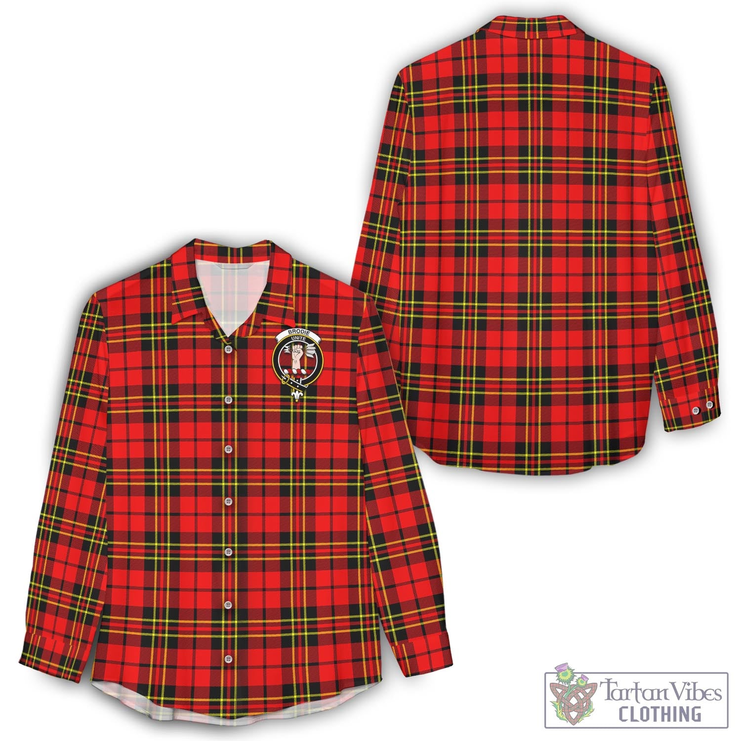 Tartan Vibes Clothing Brodie Modern Tartan Womens Casual Shirt with Family Crest