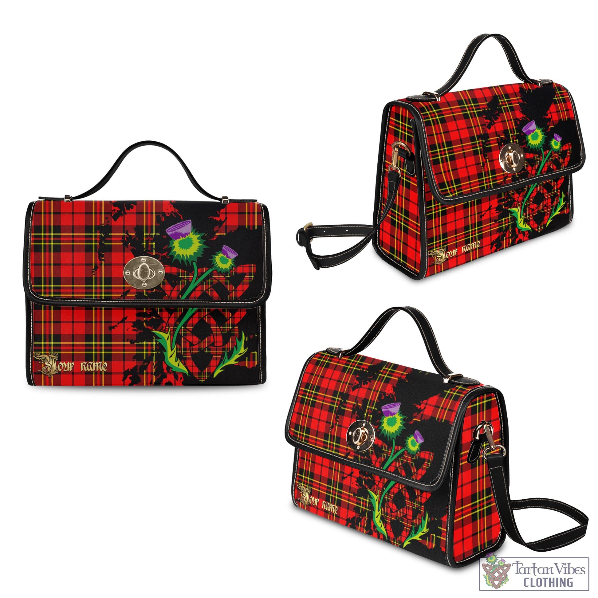 Tartan Vibes Clothing Brodie Modern Tartan Waterproof Canvas Bag with Scotland Map and Thistle Celtic Accents