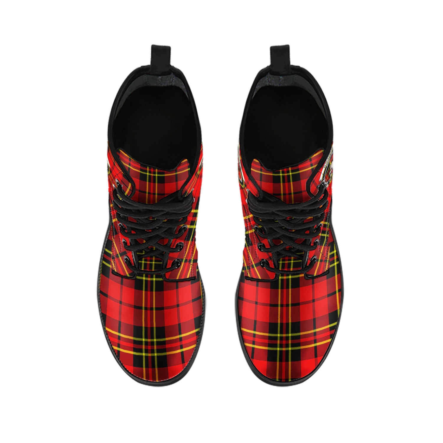 Brodie Modern Tartan Leather Boots with Family Crest - Tartanvibesclothing