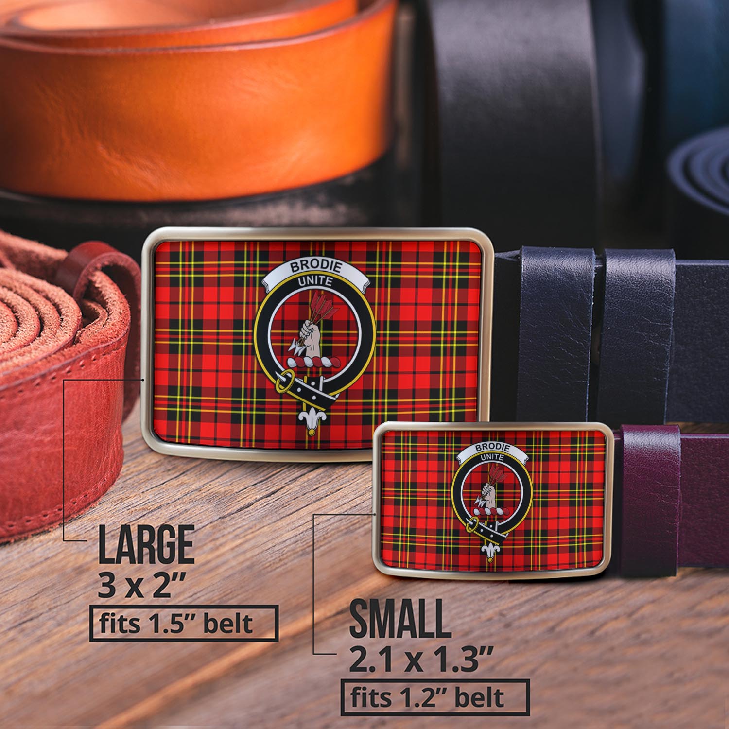 Brodie Modern Tartan Belt Buckles with Family Crest - Tartan Vibes Clothing