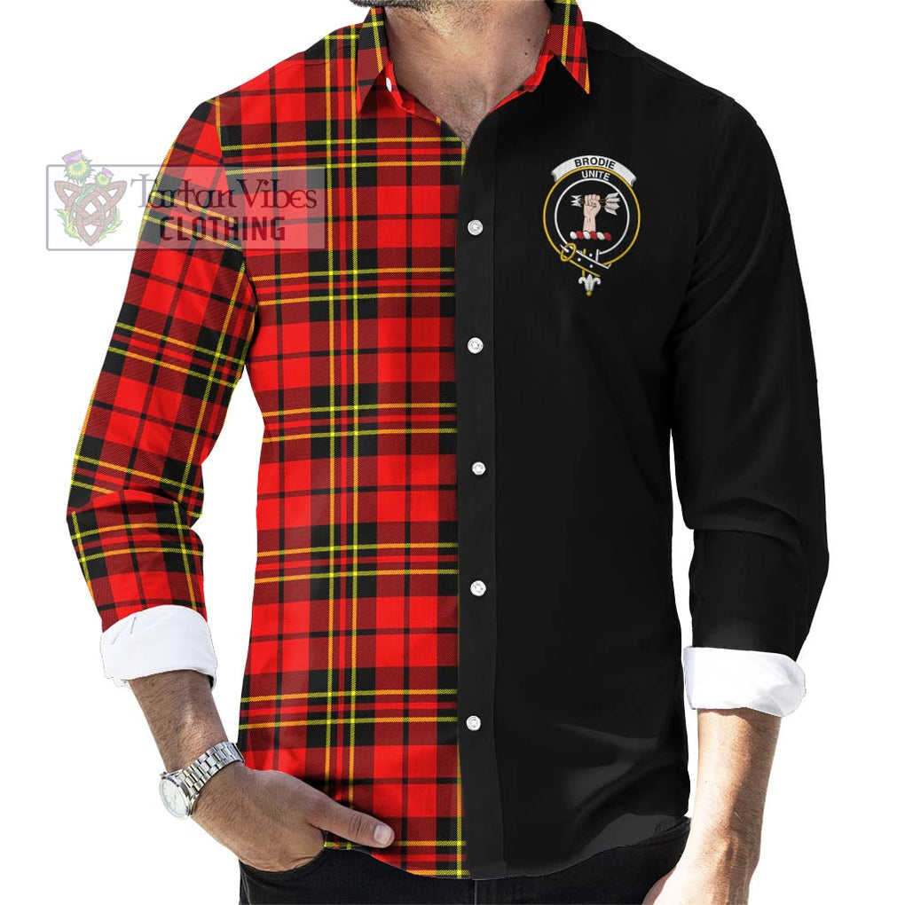 Brodie Modern Tartan Long Sleeve Button Shirt with Family Crest and Half Of Me Style - Tartanvibesclothing Shop