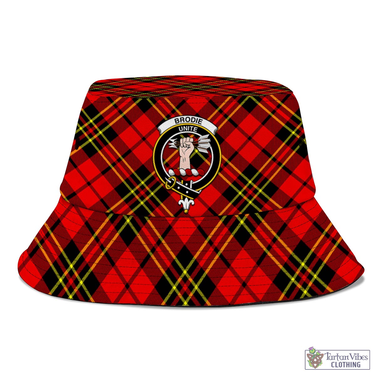 Tartan Vibes Clothing Brodie Modern Tartan Bucket Hat with Family Crest