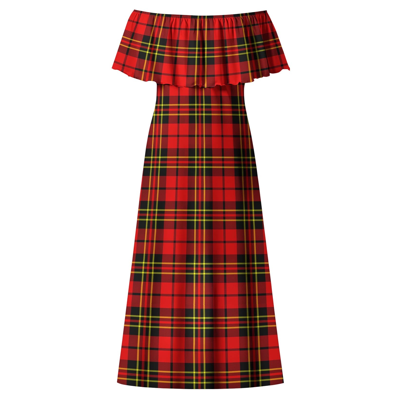 Brodie Modern Tartan Off Shoulder Long Dress - Tartanvibesclothing