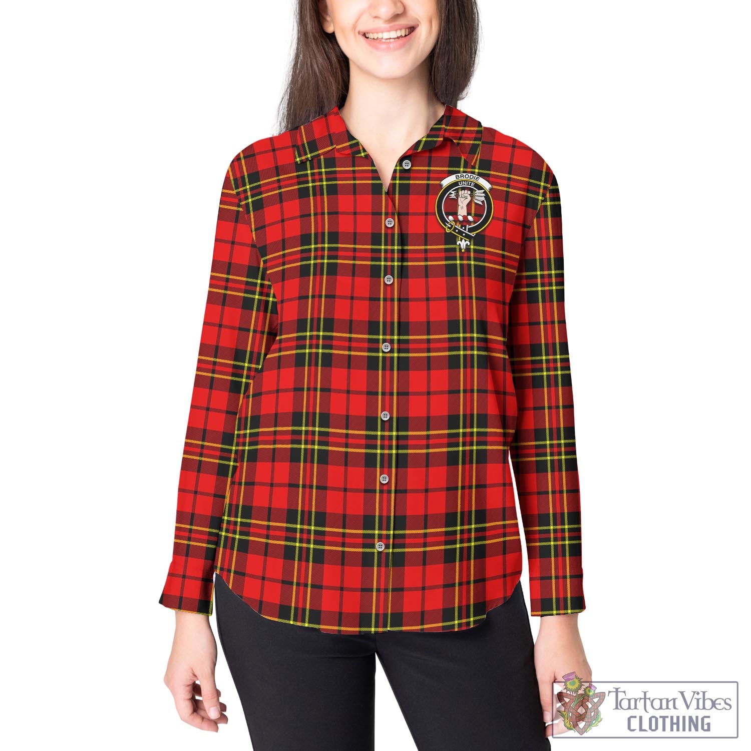 Tartan Vibes Clothing Brodie Modern Tartan Womens Casual Shirt with Family Crest