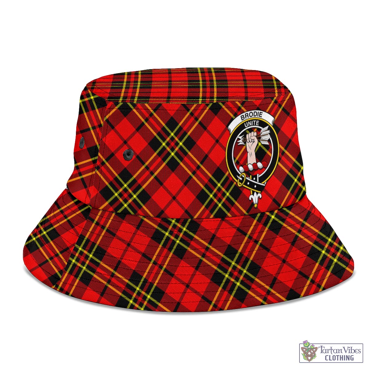 Tartan Vibes Clothing Brodie Modern Tartan Bucket Hat with Family Crest