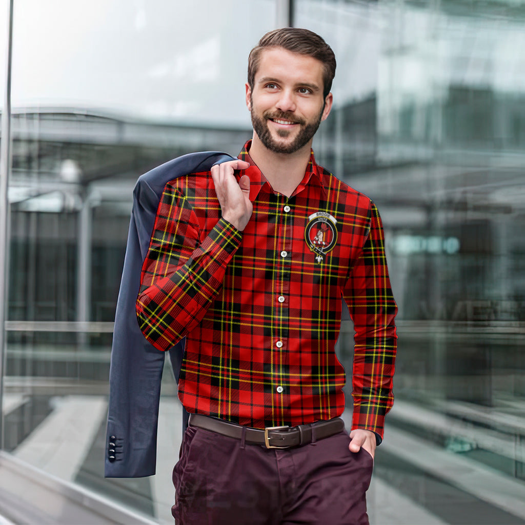 Brodie Modern Tartan Long Sleeve Button Up Shirt with Family Crest - Tartanvibesclothing