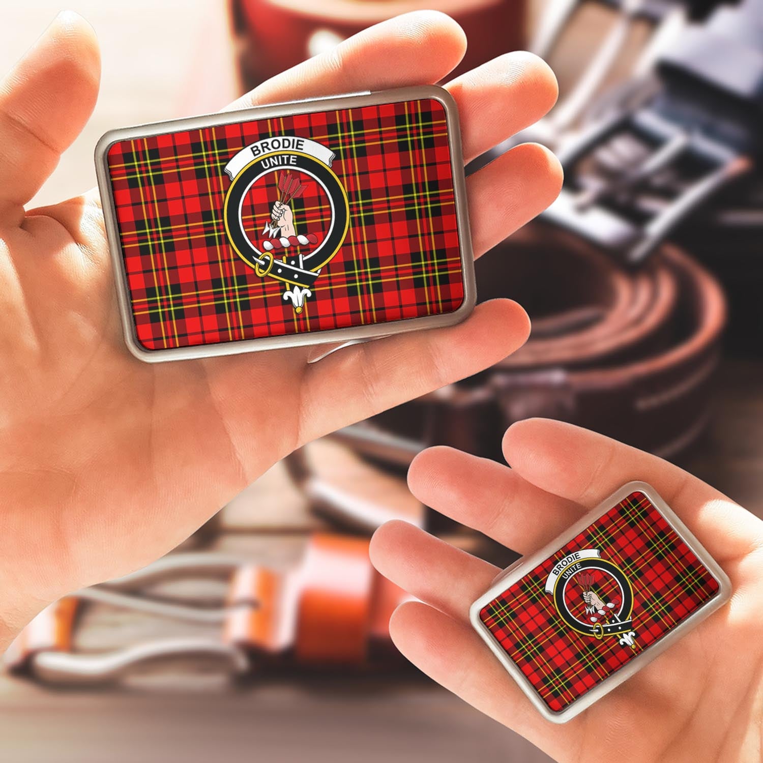 Brodie Modern Tartan Belt Buckles with Family Crest - Tartan Vibes Clothing