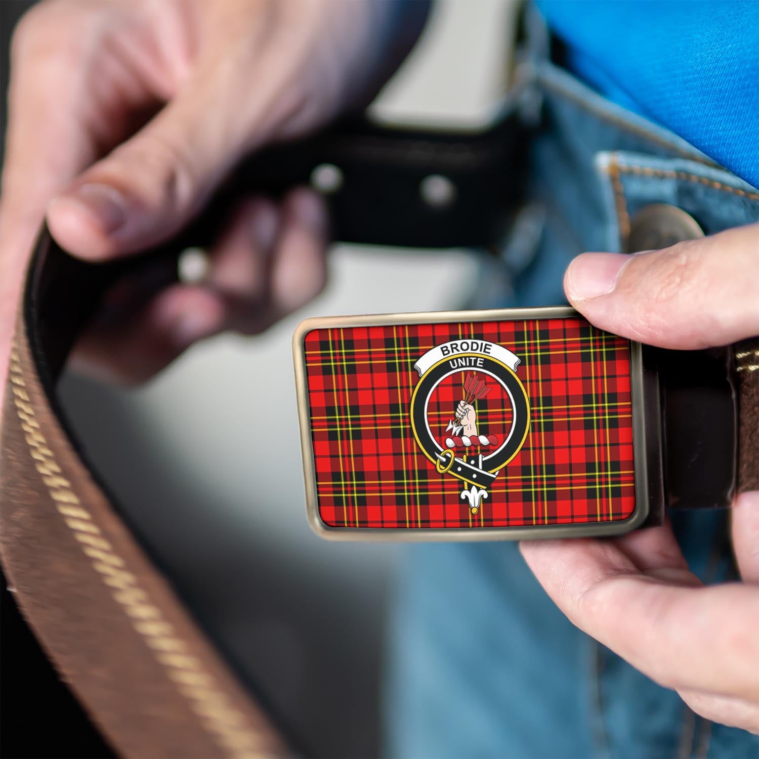 Brodie Modern Tartan Belt Buckles with Family Crest - Tartan Vibes Clothing