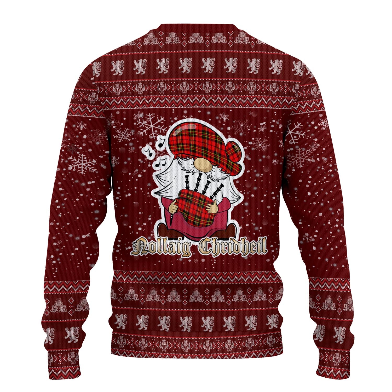 Brodie Modern Clan Christmas Family Knitted Sweater with Funny Gnome Playing Bagpipes - Tartanvibesclothing