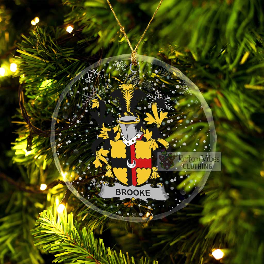 Tartan Vibes Clothing Brooke Irish Clan Christmas Glass Ornament with Coat of Arms