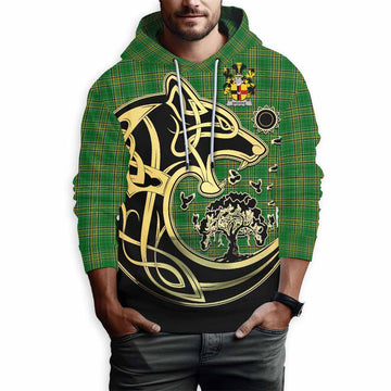 Brooke Irish Tartan Hoodie with Coat of Arms Celtic Wolf Style