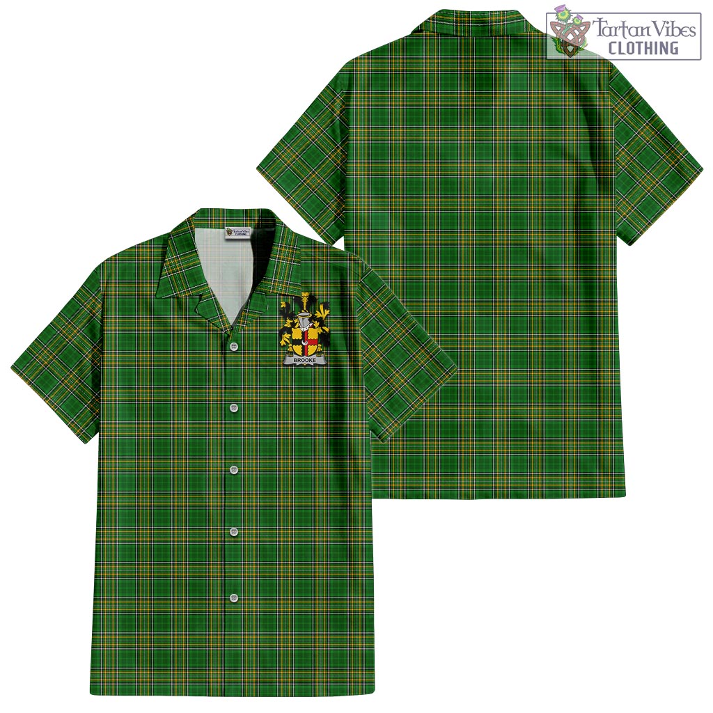 Tartan Vibes Clothing Brooke Ireland Clan Tartan Short Sleeve Button Up with Coat of Arms