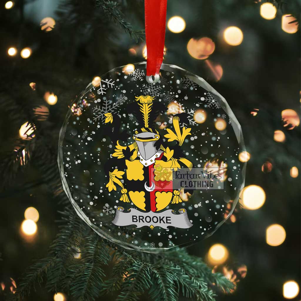 Tartan Vibes Clothing Brooke Irish Clan Christmas Glass Ornament with Coat of Arms