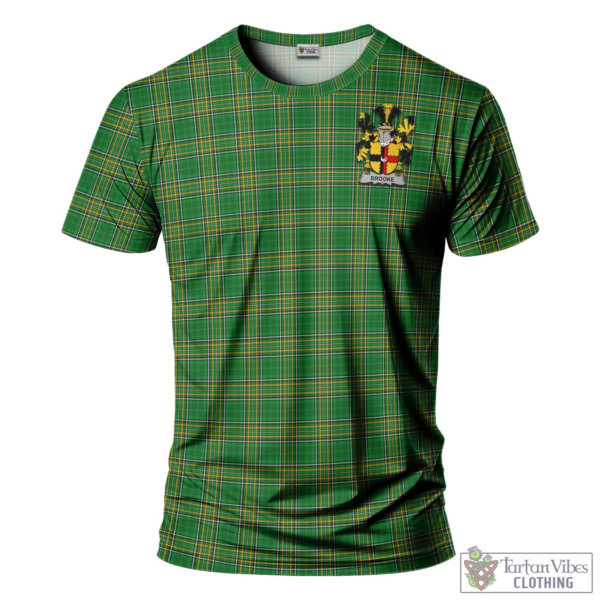 Tartan Vibes Clothing Brooke Ireland Clan Tartan T-Shirt with Family Seal