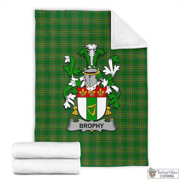Brophy Irish Clan Tartan Blanket with Coat of Arms X-Large 59 x 79 inches 150 x 200 cm - Tartan Vibes Clothing