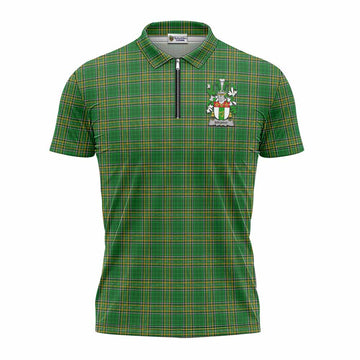 Brophy Irish Clan Tartan Zipper Polo Shirt with Coat of Arms