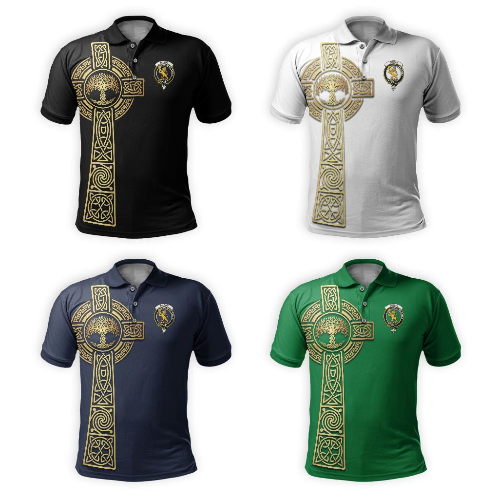 Broun Clan Polo Shirt with Golden Celtic Tree Of Life - Tartanvibesclothing