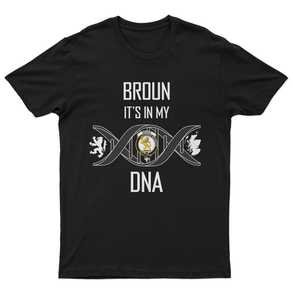 Broun Family Crest DNA In Me Mens T Shirt - Tartanvibesclothing